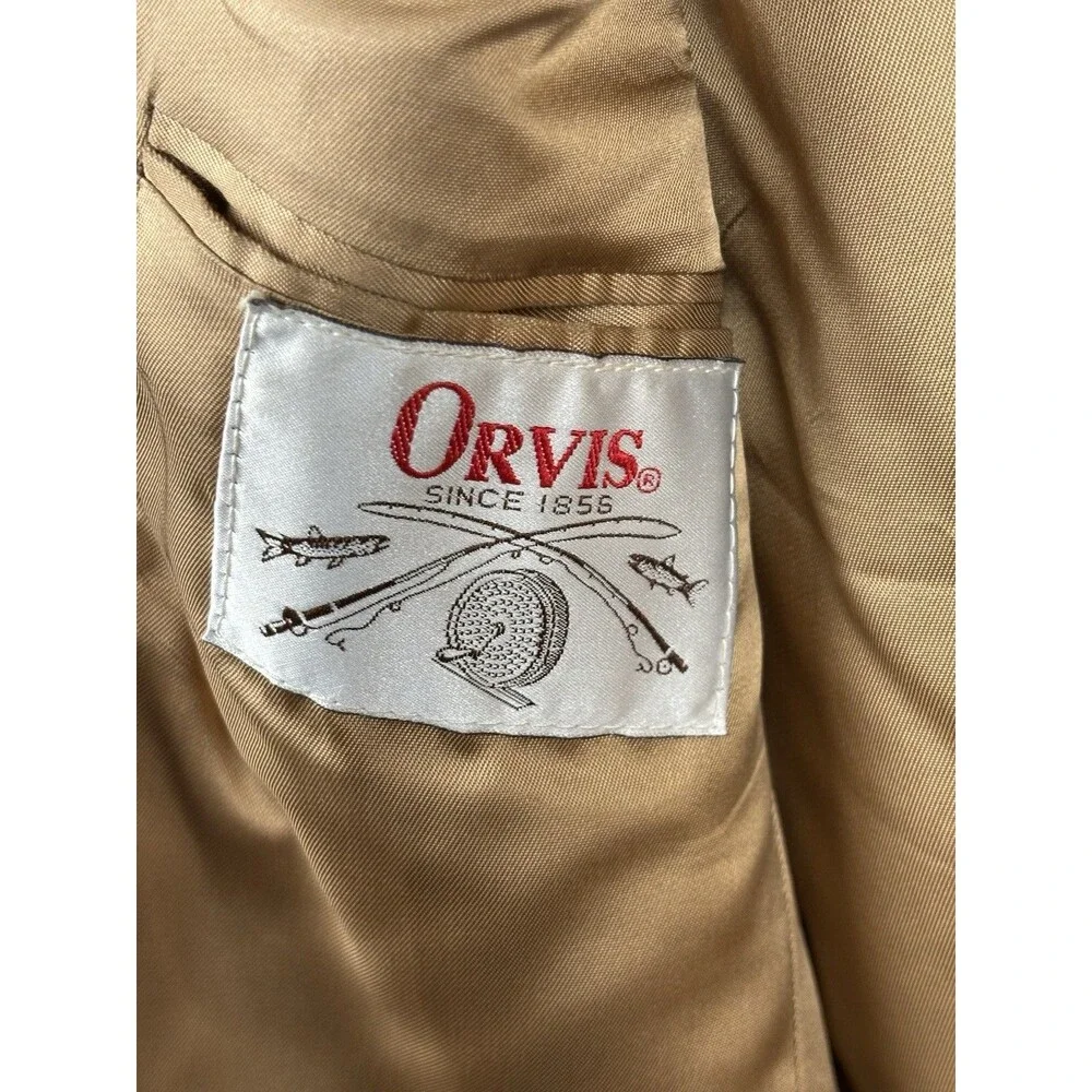 Vintage Orvis 100% Camel Hair Blazer Men's 38R Houndstooth Plaid Sport Coat